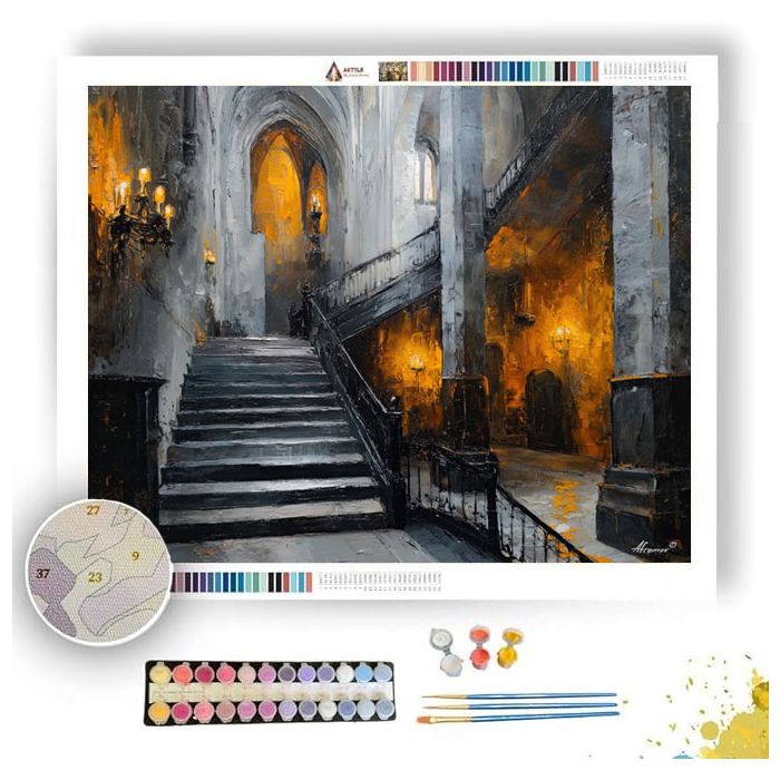 THE STAIRWELL THROUGH SHADOW - Paint by Numbers Full Kit