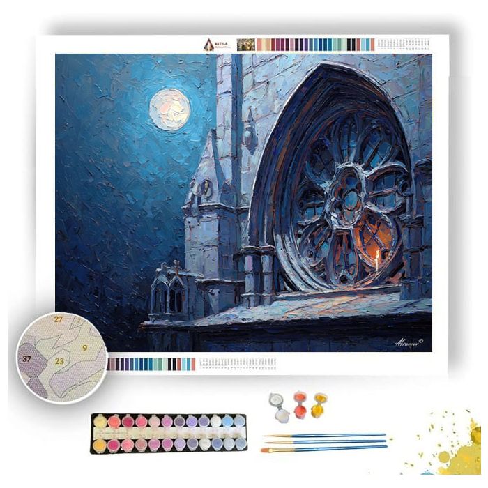 UNDER ROSE WINDOW MOON - Paint by Numbers Full Kit