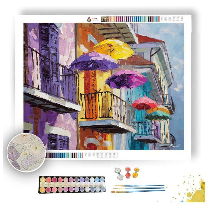 BALCONY HOUR WOOD - Paint by Numbers Full Kit