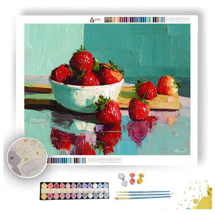 STRAWBERRIES BRASS SCENE - Paint by Numbers Full Kit