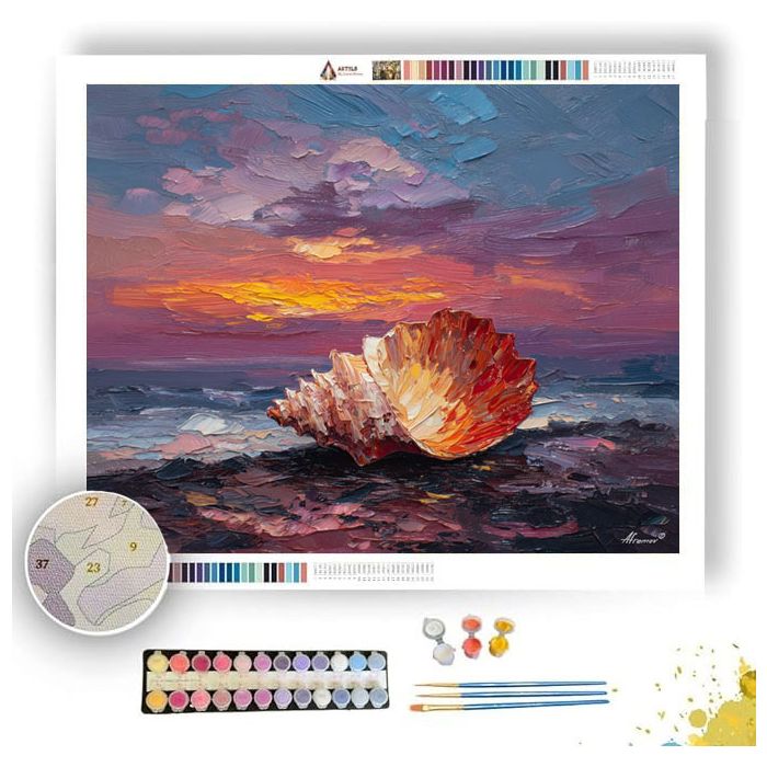 SHELL UNDER SUNSET LIGHT - Paint by Numbers Full Kit