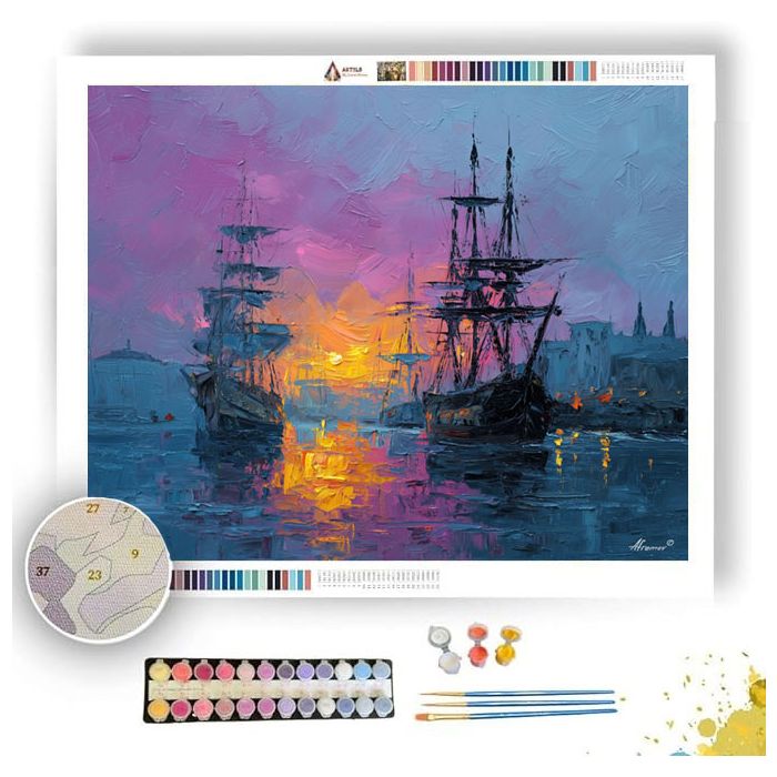 ANCIENT SHIP HARBOR - Paint by Numbers Full Kit