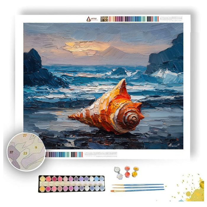 SHELL WITH OCEAN FOAM - Paint by Numbers Full Kit