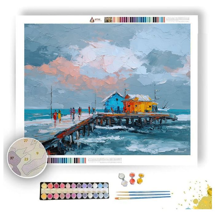 CARIBBEAN FISHING PIER - Paint by Numbers Full Kit