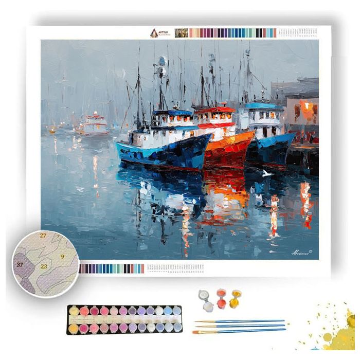 SAN JUAN HARBOR BOATS - Paint by Numbers Full Kit