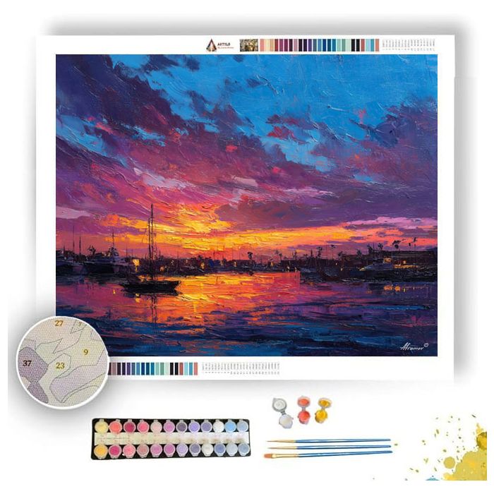 SAN JUAN SUNSET HARBOR - Paint by Numbers Full Kit