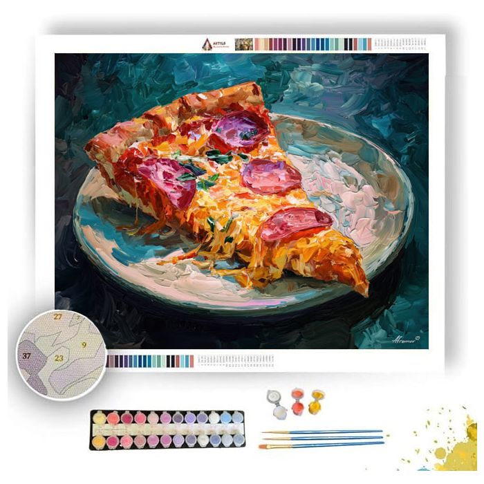 PIZZA SLICE ON PLATE - Paint by Numbers Full Kit