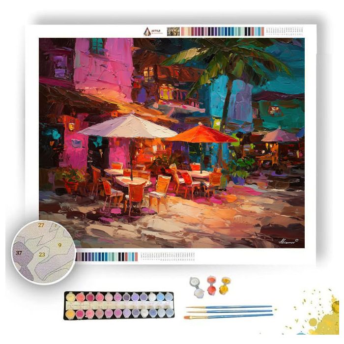 CARIBBEAN CAFE TERRACE - Paint by Numbers Full Kit