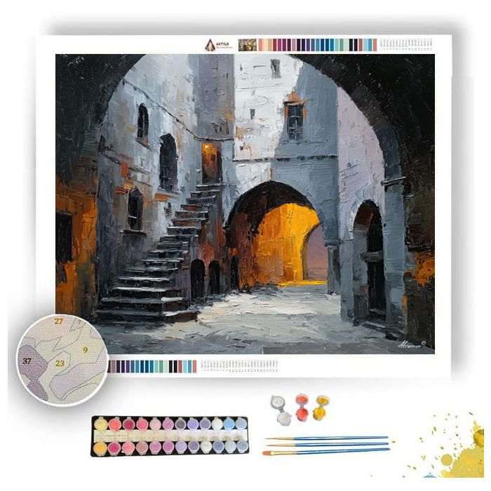 MEDIEVAL CASTLE COURTYARD - Paint by Numbers Full Kit