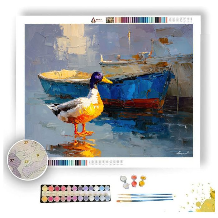 DUCK BESIDE BOAT - Paint by Numbers Full Kit