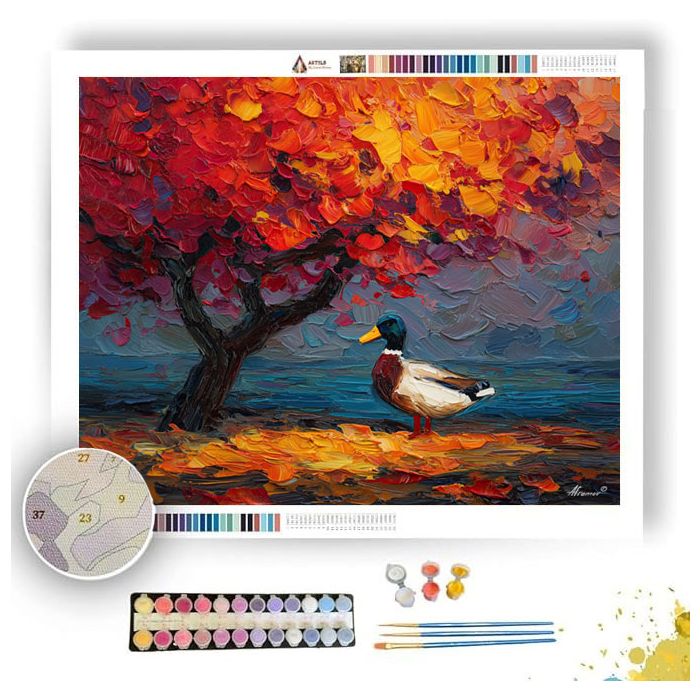 DUCK UNDER AUTUMN TREE - Paint by Numbers Full Kit