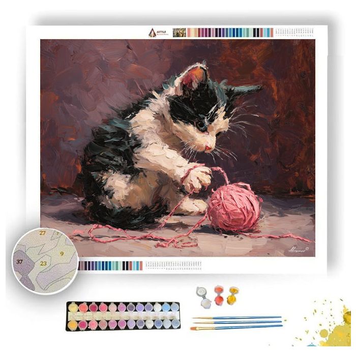 KITTEN PLAYING WITH YARN - Paint by Numbers Full Kit