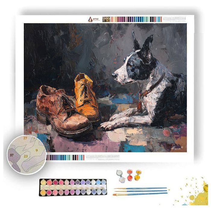 DOG BESIDE SHOES - Paint by Numbers Full Kit