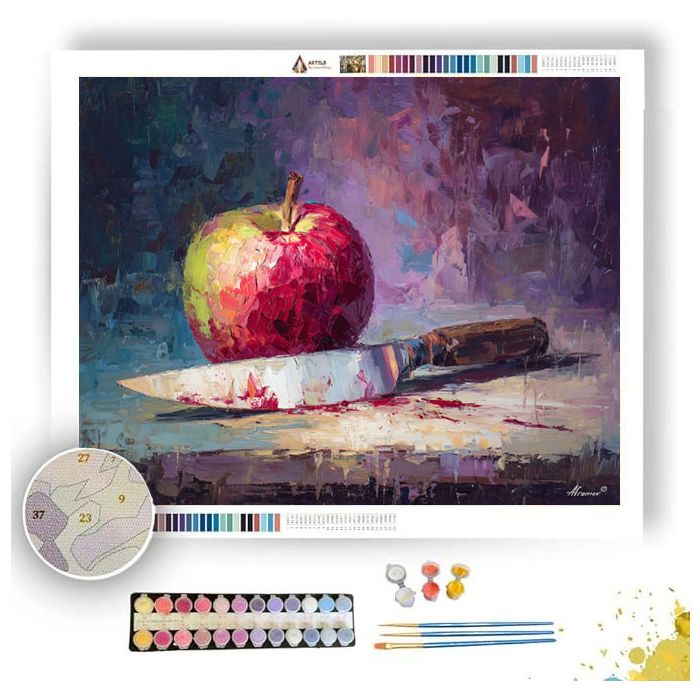 APPLE AND KNIFE STILL LIFE - Paint by Numbers Full Kit