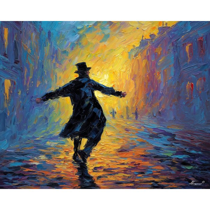scream, figure shouting street, oil painting, palette knife texture, impasto painting, textured canvas, fine art painting, dramatic lighting, rich colors, painterly style, studio artwork, gallery art, wall art, visual composition, bold brushwork, canvas painting, color contrast, fine texture, art collection, expressive painting