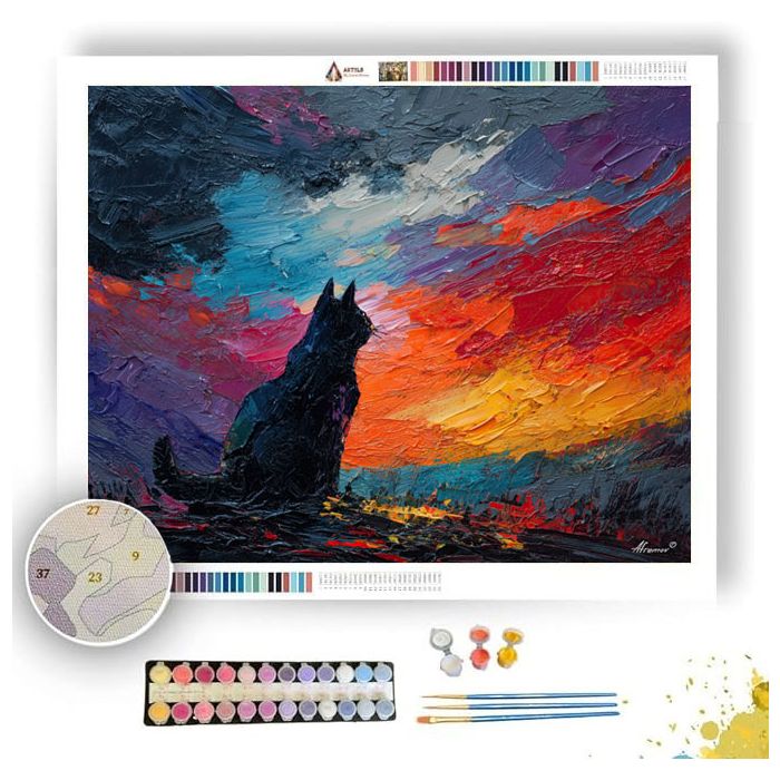 CAT WATCHING RAIN - Paint by Numbers Full Kit