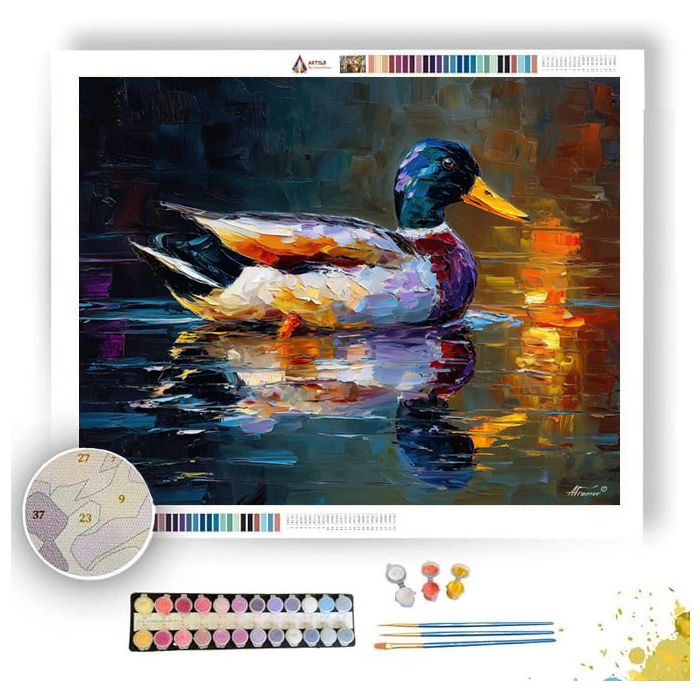 DUCK REFLECTION IN WATER - Paint by Numbers Full Kit