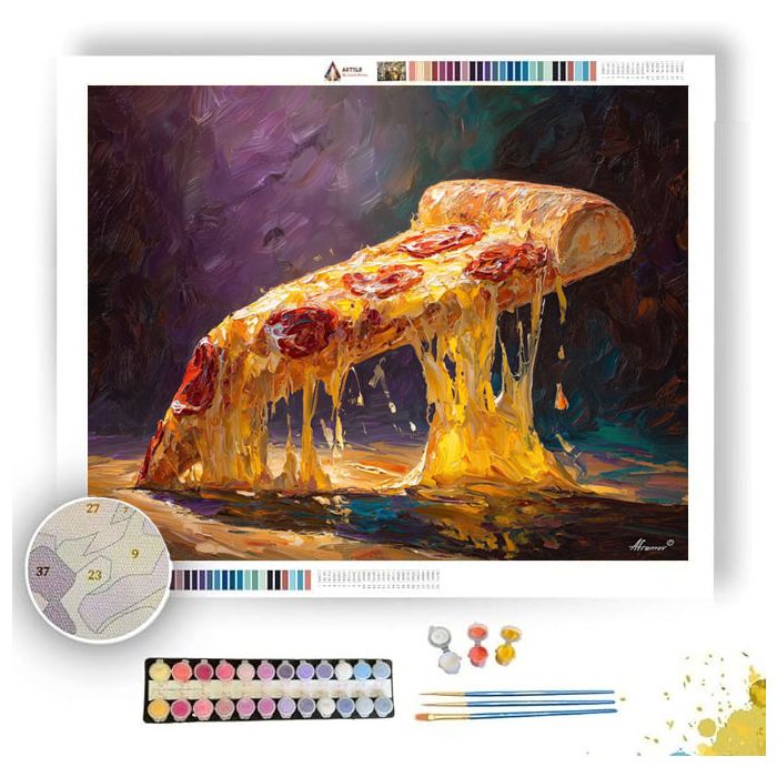 PIZZA SLICE FALLING CHEESE - Paint by Numbers Full Kit