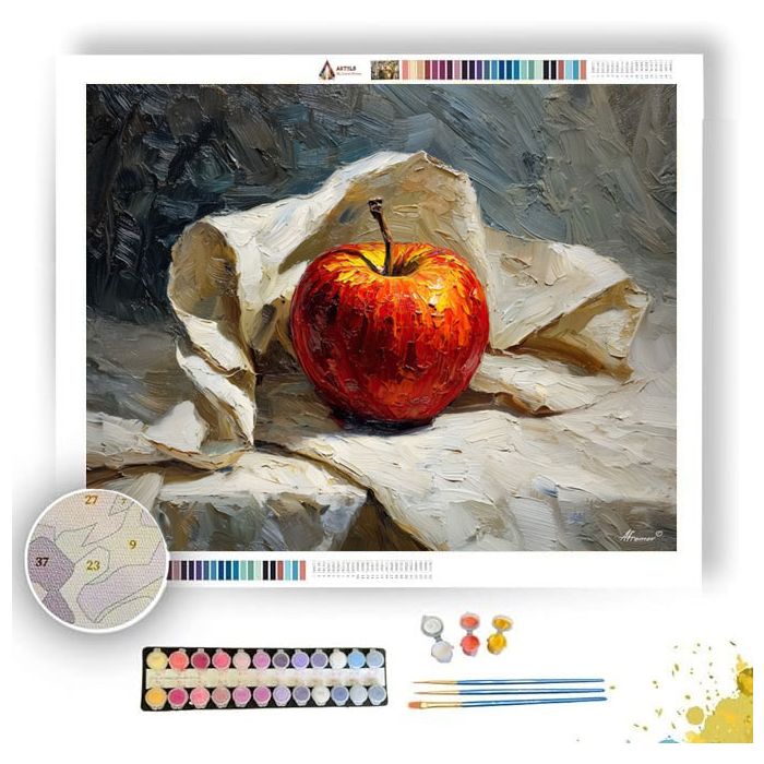 APPLE IN LINEN CLOTH - Paint by Numbers Full Kit