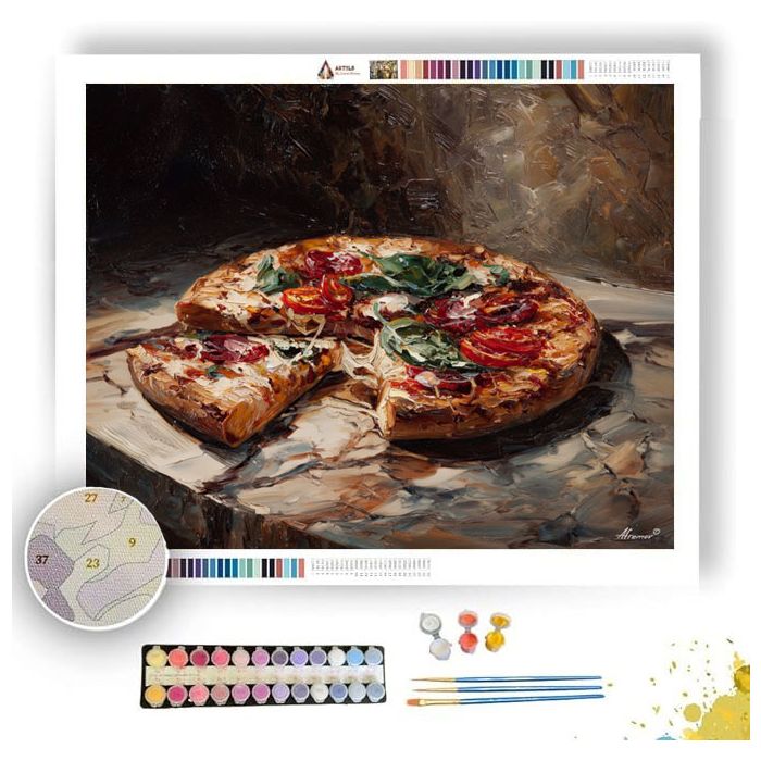 PIZZA ON MARBLE COUNTER - Paint by Numbers Full Kit