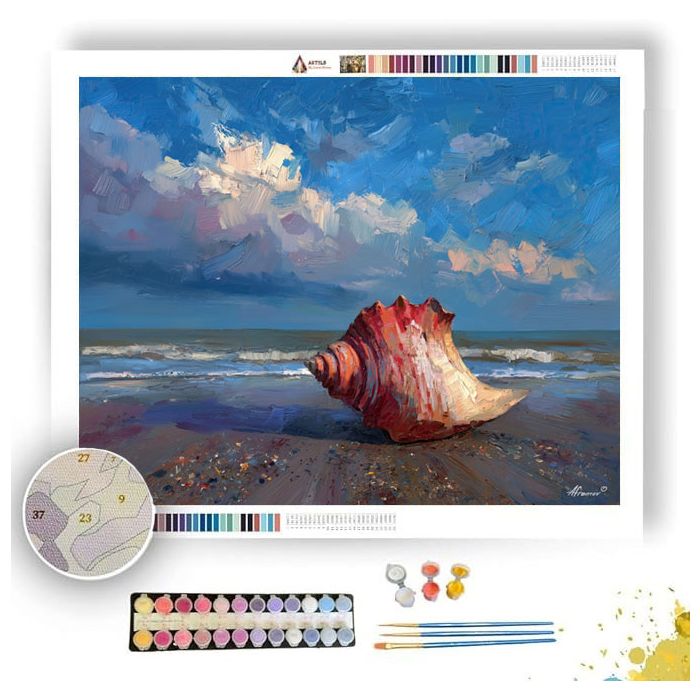 SHELL UNDER CLOUDY SKY - Paint by Numbers Full Kit