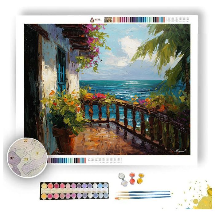 CARIBBEAN BALCONY VIEW - Paint by Numbers Full Kit
