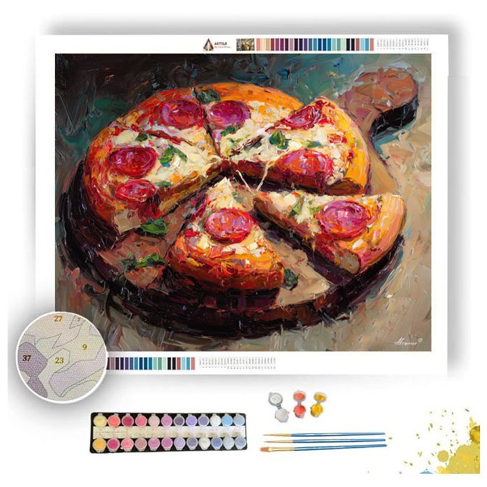 PIZZA ON RUSTIC BOARD - Paint by Numbers Full Kit