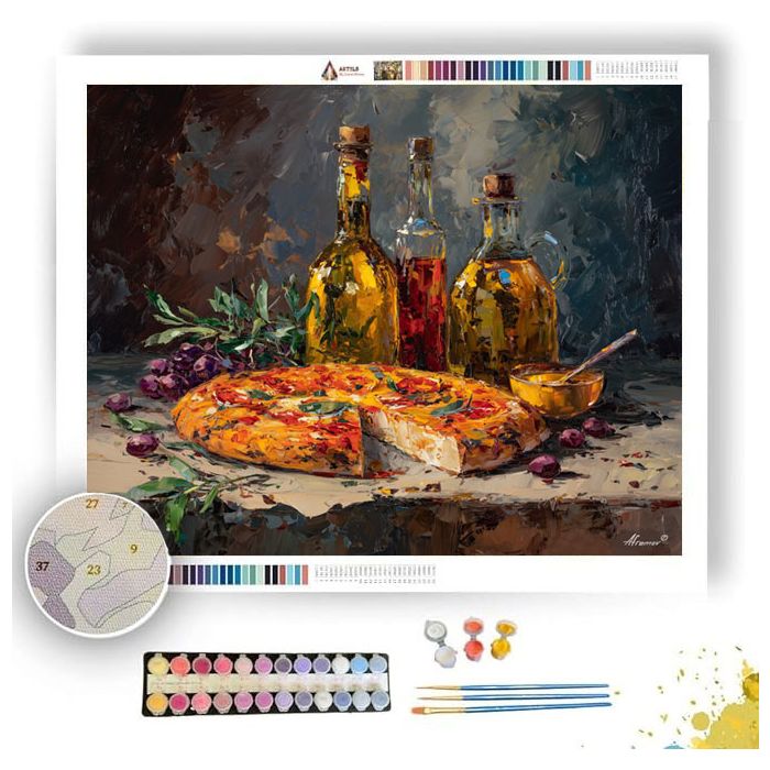 PIZZA BESIDE OLIVE OIL - Paint by Numbers Full Kit