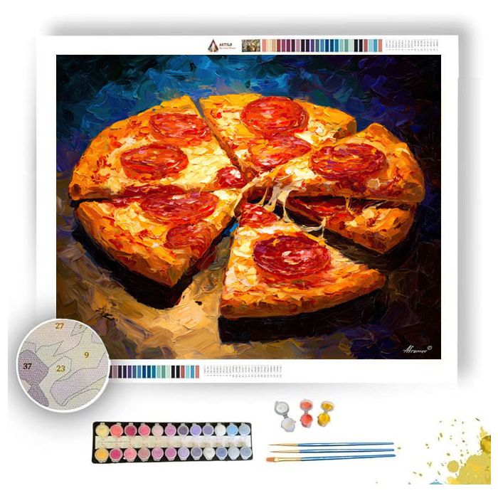 PIZZA WITH PEPPERONI - Paint by Numbers Full Kit
