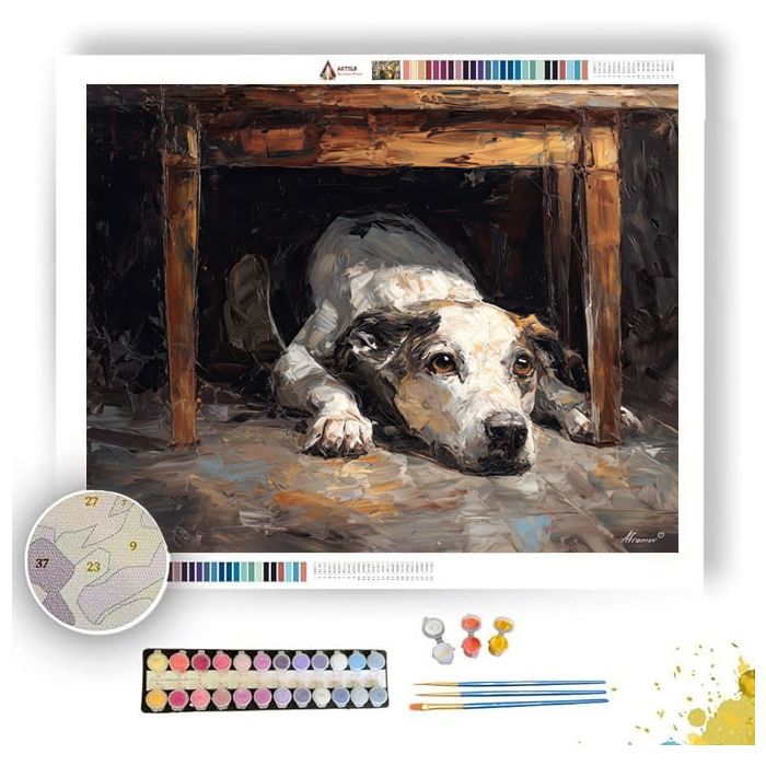 DOG UNDER TABLE - Paint by Numbers Full Kit