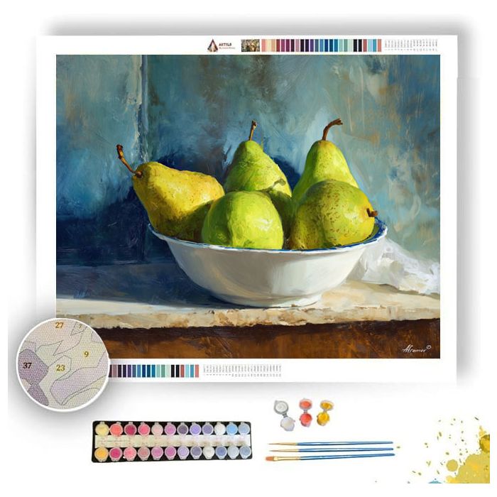 PEARS ON FARMHOUSE COUNTER BY QUIET LIGHT - Paint by Numbers Full Kit