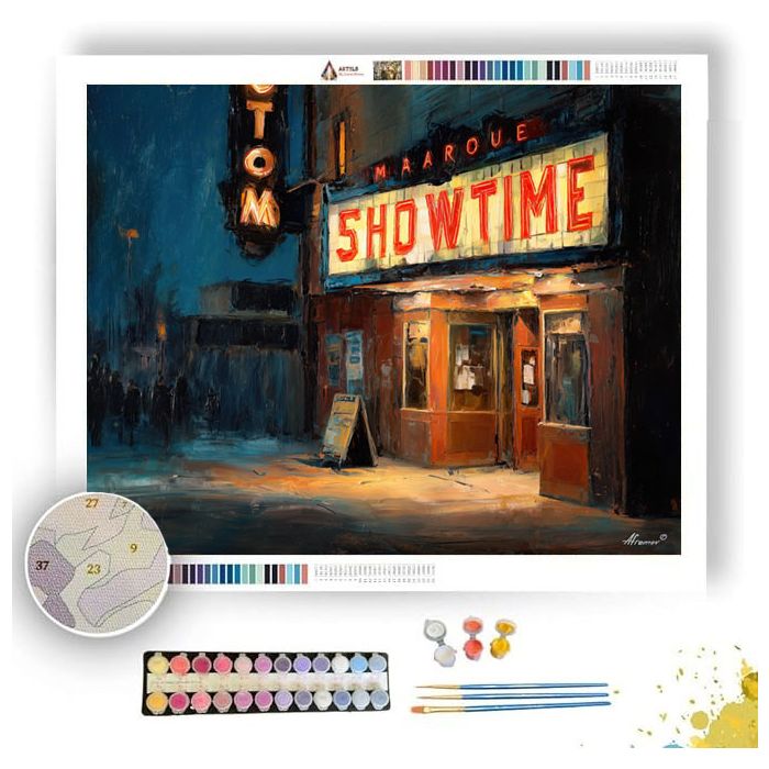 MARQUEE SHOWTIME BOARD AT FIRST LIGHT - Paint by Numbers Full Kit