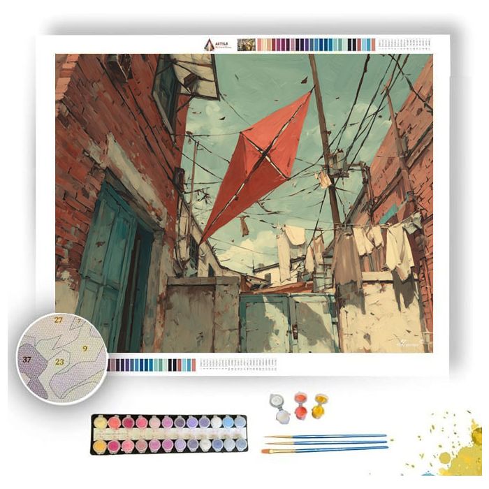 MENDED KITE IN ALLEY - Paint by Numbers Full Kit
