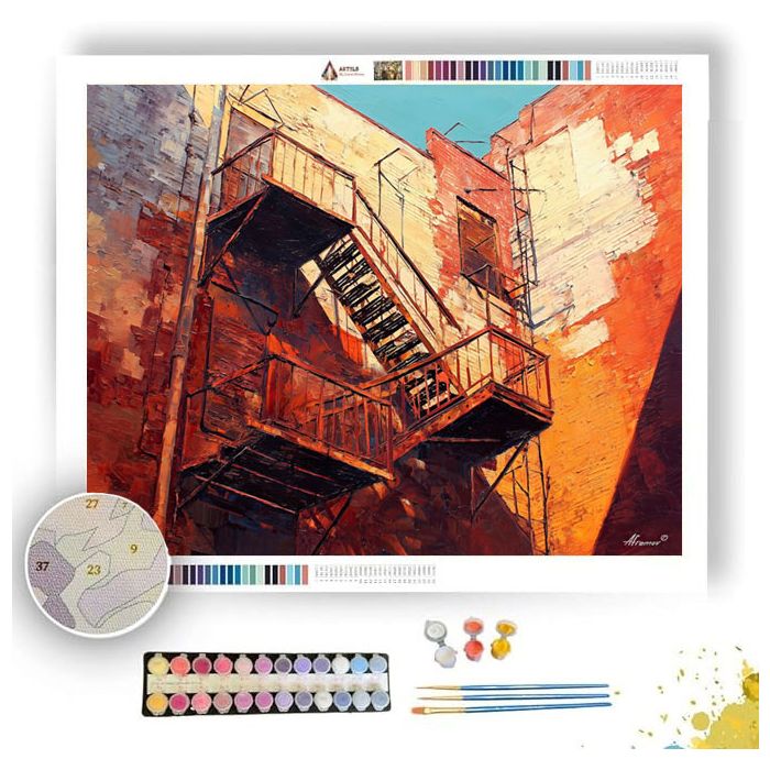 RUST THEATER FIRE ESCAPE - Paint by Numbers Full Kit