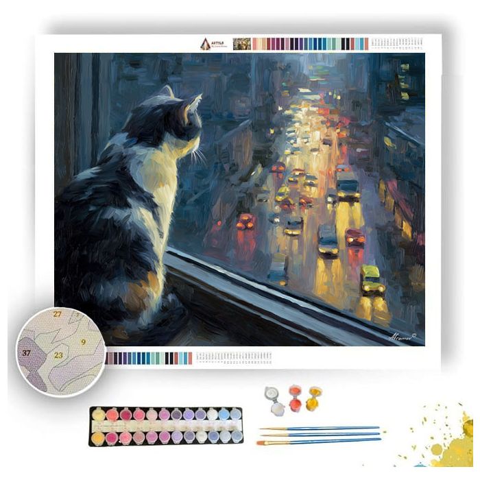 MONSOON WINDOW CAT - Paint by Numbers Full Kit