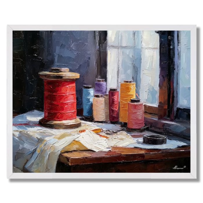 WINDOW-LIT VIGNETTE RIVER - FRAMED