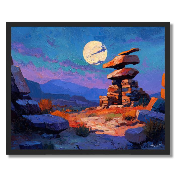 MOONLIT STONE TRACE - FRAMED