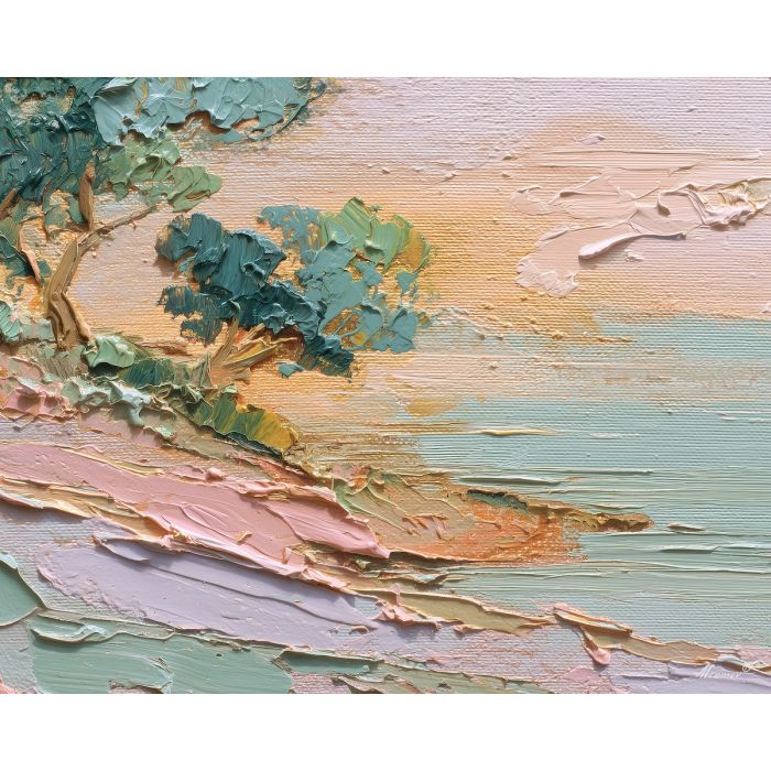 yoga, a yoga composition with riverbank balance, a quiet meditative setting, riverbank balance, soft peach and sage with warm gold light, calm and restorative, foreground subject, impasto texture, textured strokes, atmospheric depth, oil painting, palette knife texture, impasto oil, thick paint, bold brushwork, soft glow, color contrast, layered depth, foreground focus, background gradient