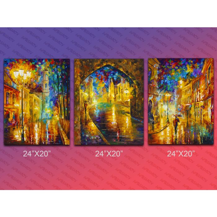Set of 3 oil paintings stretched