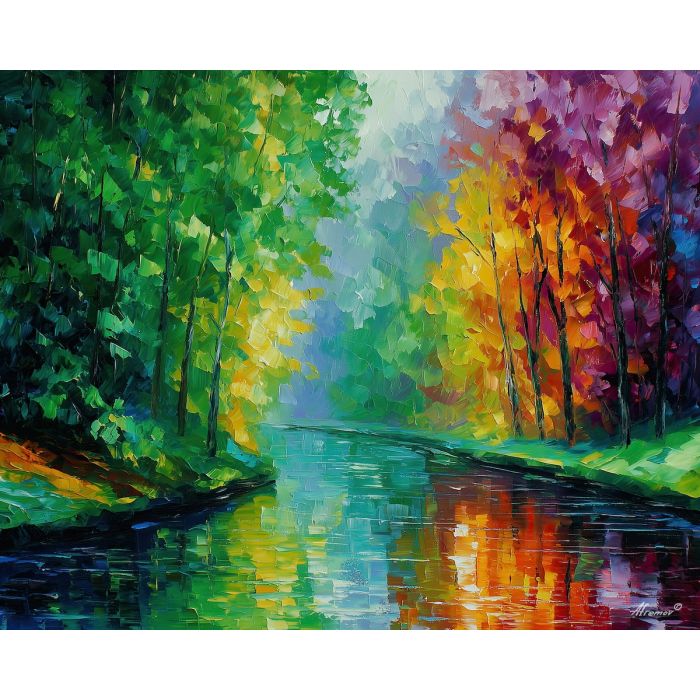 GREEN HOLLOW, a green hollow filled with daylight soft slopes and bright foliage after spring rain vivid Leonid Afremov style mood bol, landscape painting, nature wall art, scenic artwork, oil painting, canvas art, wall art, Afremov style, palette knife texture, colorful landscape, bright scenery, decorative artwork, textured painting, vivid landscape art, gallery wall art, luminous painting, sunlit landscape, daylight scenery, home decor art