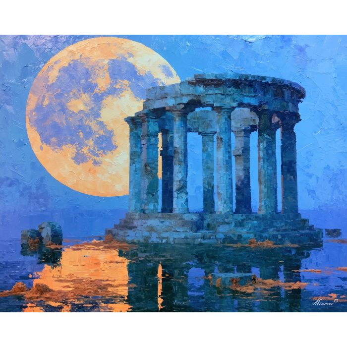 circular stone, stone temple, temple standing, circular art, circular painting, stone art, stone painting, temple art, temple painting, standing art, standing painting, shallow art, shallow painting, water art, water painting, huge art, huge painting, moon art, moon painting, quorinora
