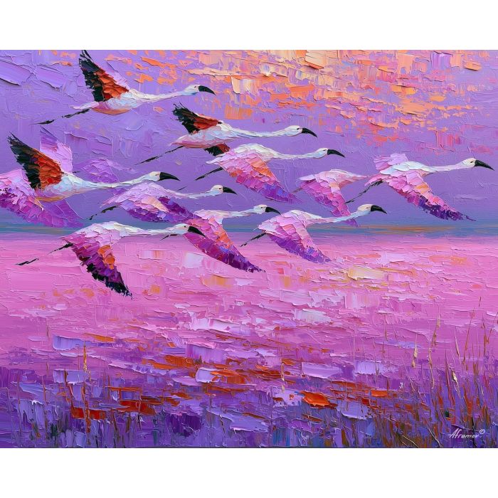 flock flamingos, flamingos lifting, lifting pink, flock art, flock painting, flamingos art, flamingos painting, lifting art, lifting painting, pink art, pink painting, lagoon art, lagoon painting, violet art, violet painting, sky art, sky painting, gravorstorm, moonsong, fine art style