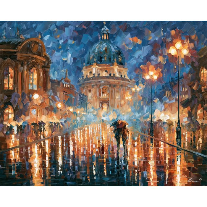 frostbloom library, grand dome, frostbloom library art, colorful wall decor, fantasy wall art, no signature art, soft edge cityscape, rainlit fantasy city, textured oil painting, dream city painting