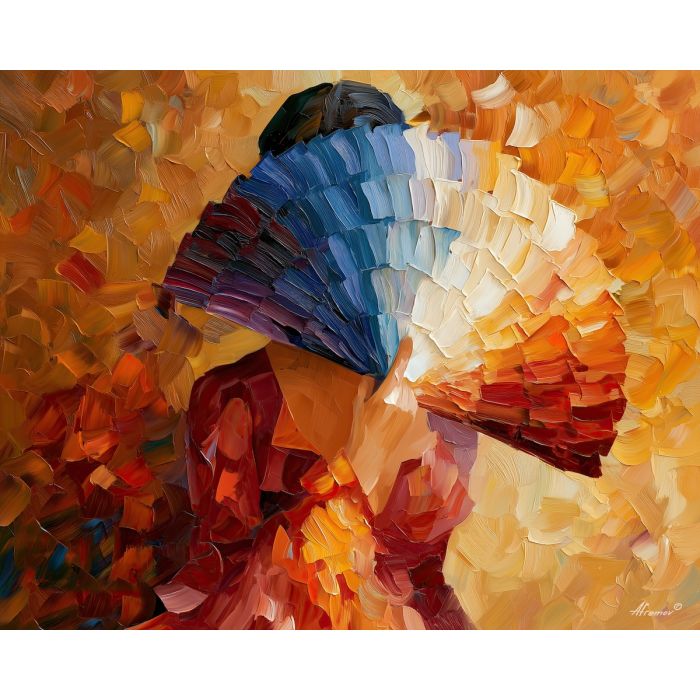 fan mask, fan mask art, shadow figure art, back view painting, unrecognizable figure, people oil painting, palette knife portrait, thick brush strokes, hidden face art, silhouette painting