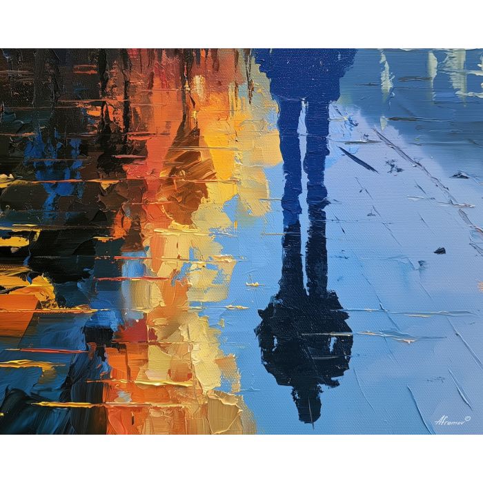 wet contour, stretched across, wet contour art, thick brush strokes, hidden face art, silhouette painting, contour figure art, faceless figure, expressive wall art, textured oil painting