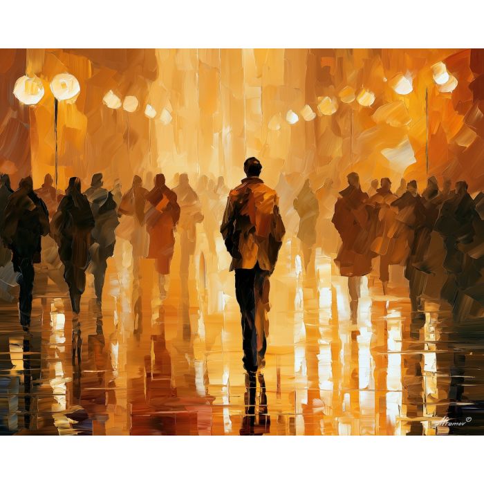 backs listen, gold anonymous, backs listen to gold art, silhouette figure, palette knife portrait, thick brush strokes, faceless figure art, mysterious wall art, minimal detail art, afremov inspired