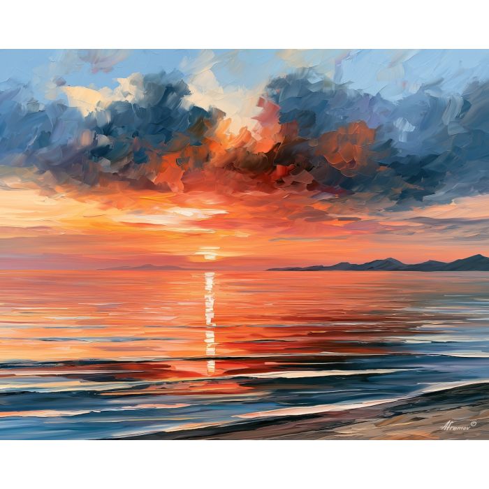 shores swallow, horizon mystic, shores swallow the horizon art, soft coastal decor, ocean landscape art, broad water bands, mystic seascape, coastal wall art, palette knife seascape, thick brush strokes