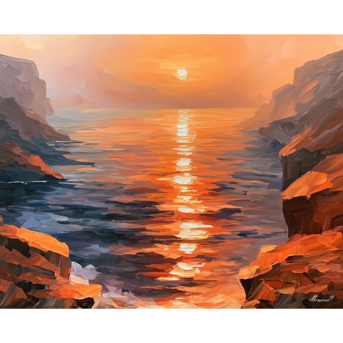coves invent, window mystic, coves invent a window art, soft coastal decor, ocean landscape art, broad water bands, mystic seascape, coastal wall art, palette knife seascape, thick brush strokes