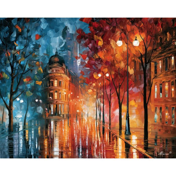 boulevards carry, hidden fire, boulevards carry a hidden fire art, curved architecture, dream city painting, minimal detail art, afremov inspired, textured oil painting, city wall art, deco wall decor