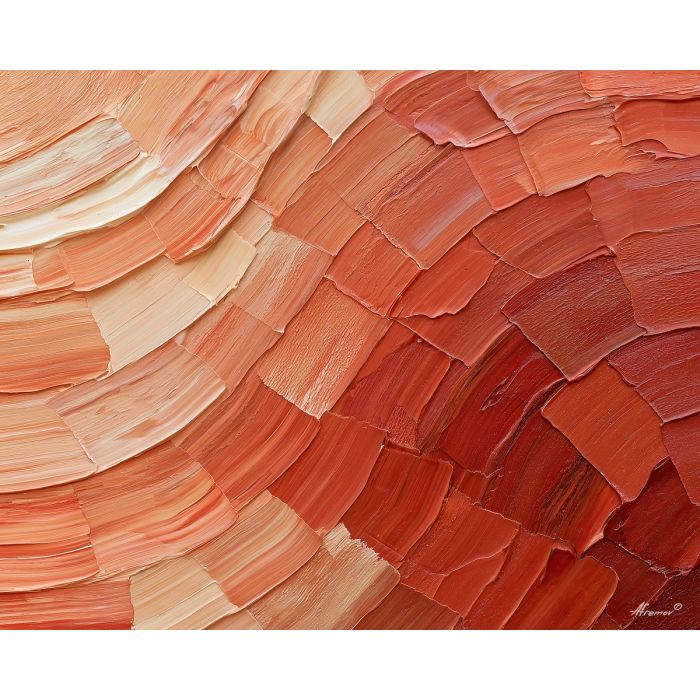 terracotta fold, evening warm, terracotta fold the evening art, warm abstract art, palette knife abstract, thick brush strokes, heavy impasto art, textured wall decor, modern abstract art, minimal detail painting